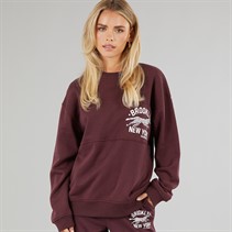 Brave Soul Womens Fortune Panelled Sweatshirt Burgundy
