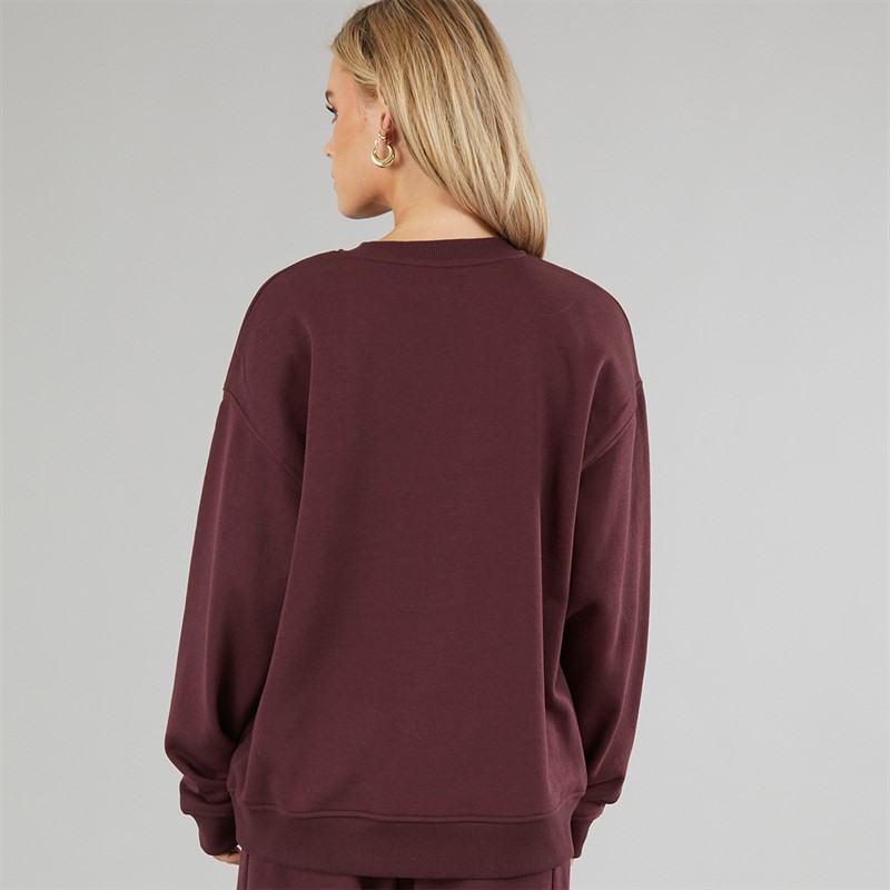 Brave Soul Womens Fortune Panelled Sweatshirt Burgundy