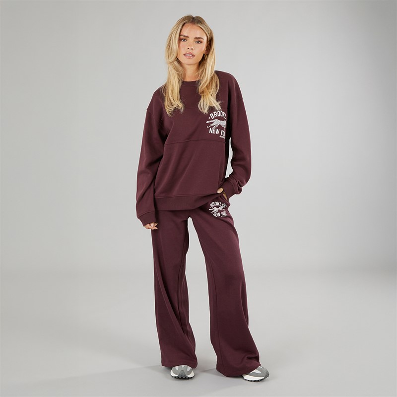 Brave Soul Womens Fortune Panelled Sweatshirt Burgundy