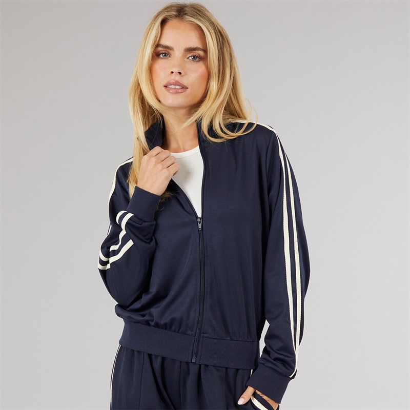 Brave Soul Womens Selma Stripe Sweatshirt Navy