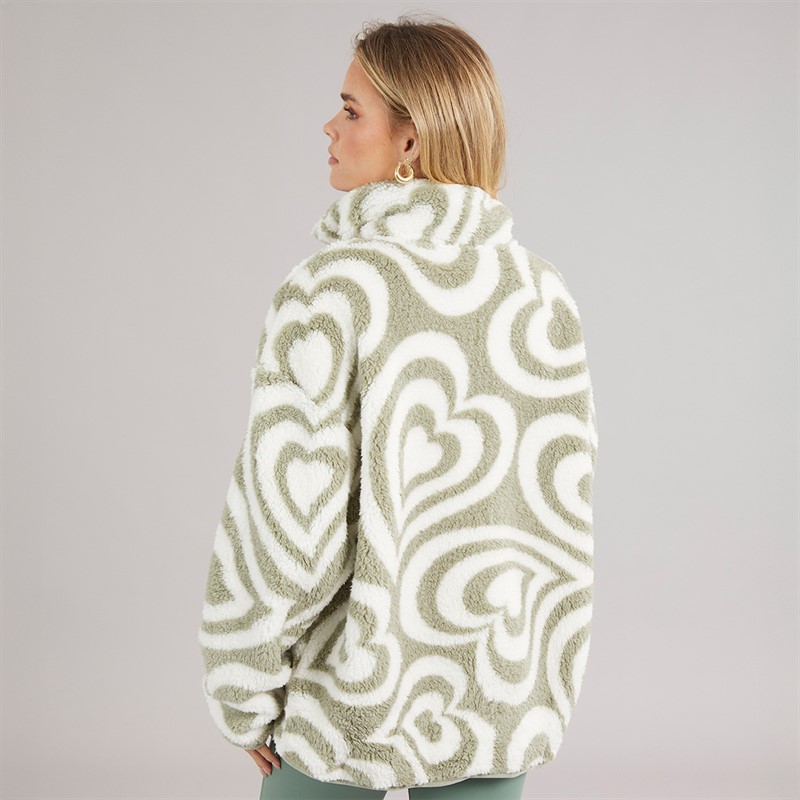 Brave Soul Womens Billie Full Zip Fleece Sage/Cream