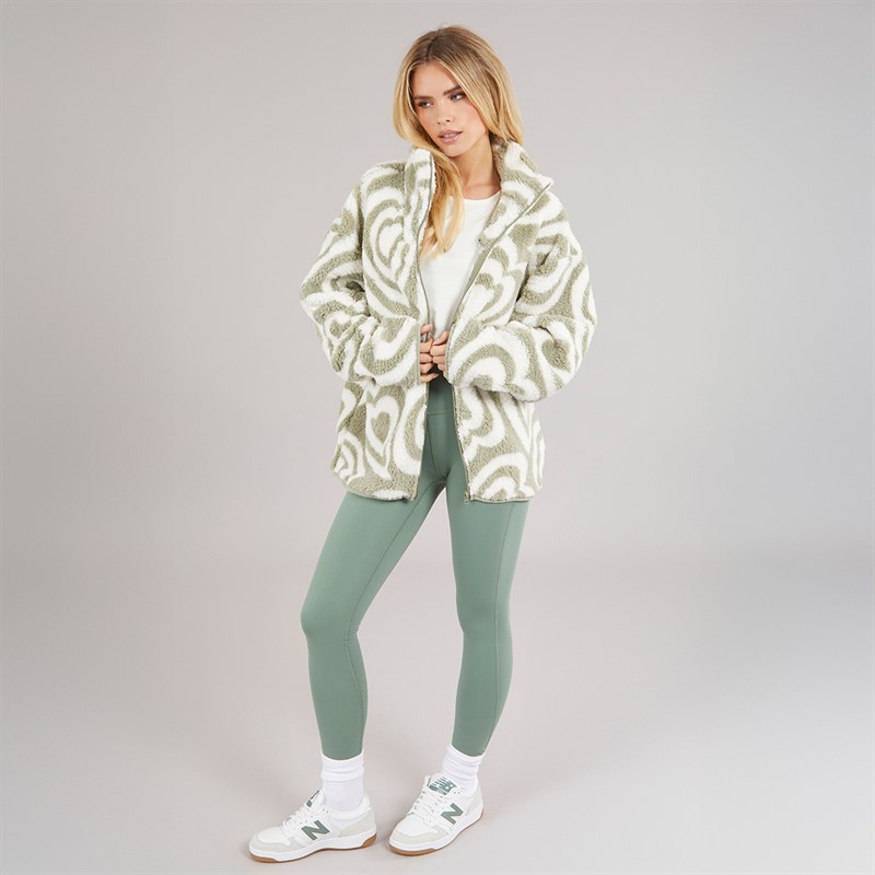 Brave Soul Womens Billie Full Zip Fleece Sage/Cream