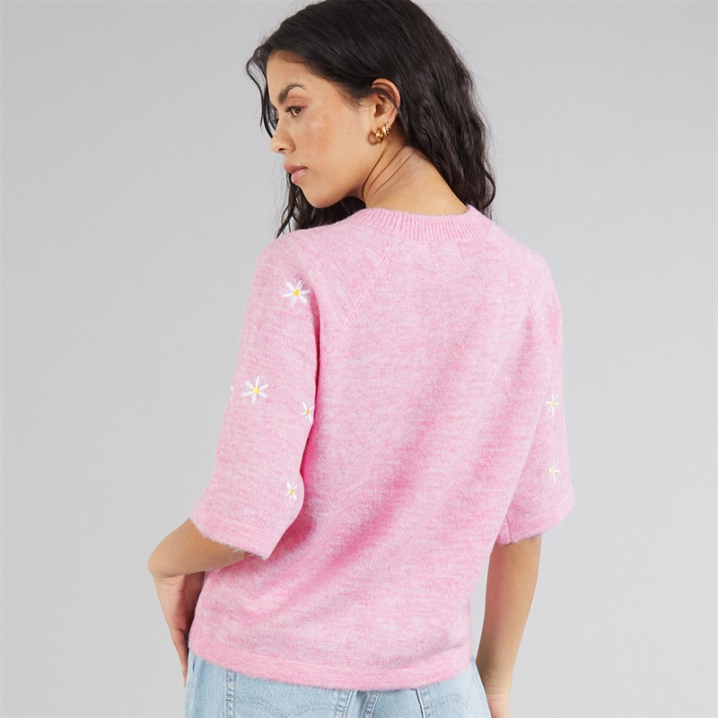 Brave Soul Womens Fibbs Knit Jumper Pink Melange