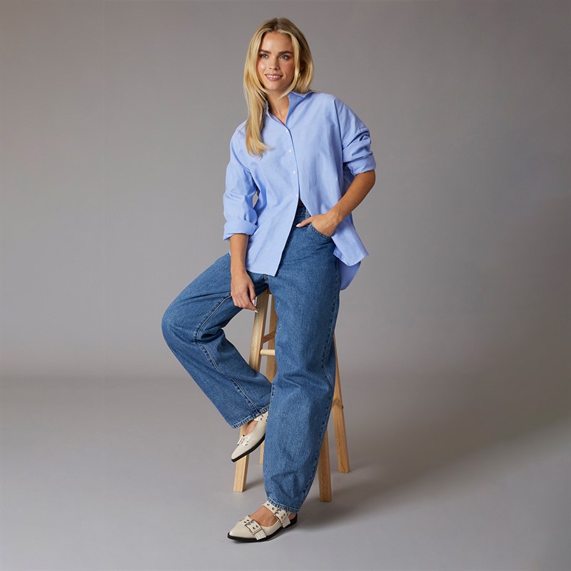 Brave Soul Womens Jennifer Collared Shirt Blue