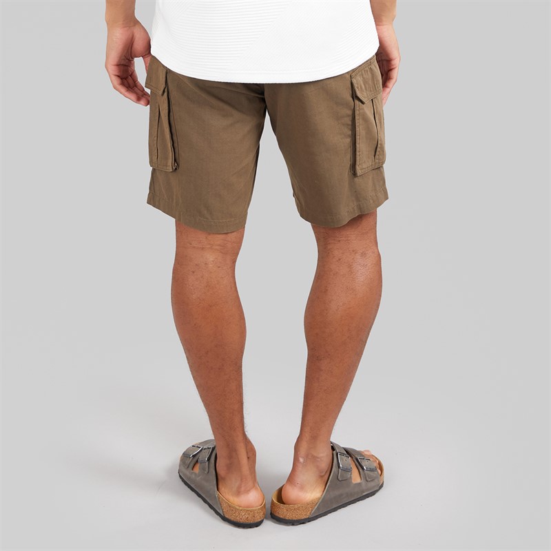 Brave Soul Mens Island Cargo Shorts Khaki