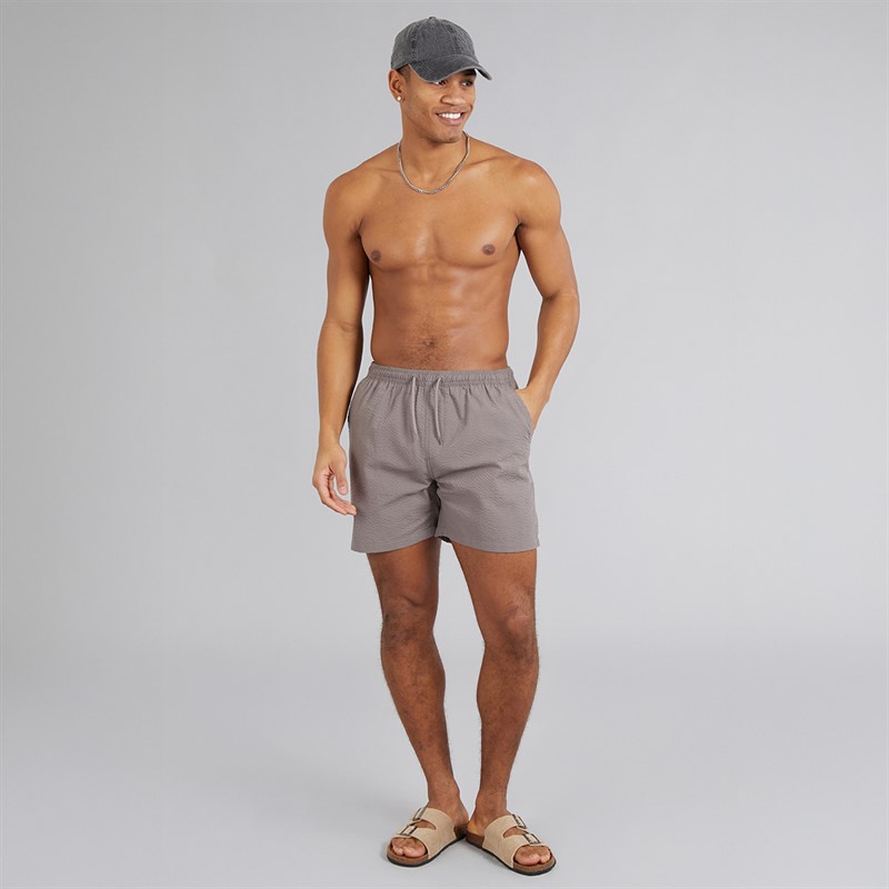 Brave Soul Mens Salou Seersucker Swim Shorts Taupe
