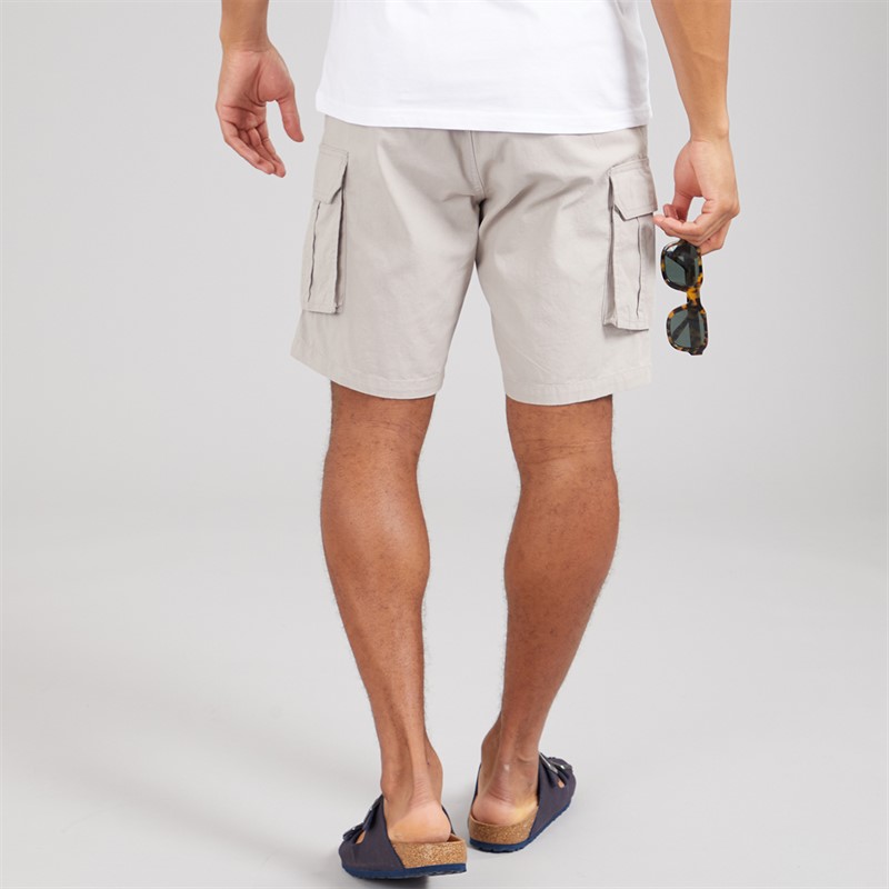 Brave Soul Mens Island Cargo Shorts Light Grey