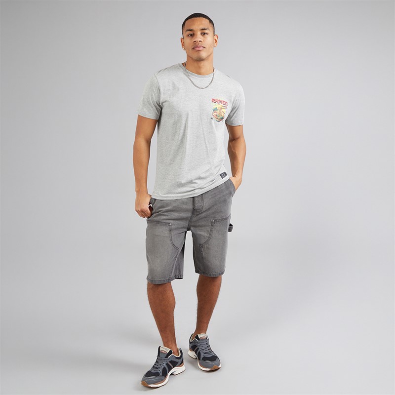 Brave Soul Mens Joiner Loose Fit Carpenter Shorts Grey