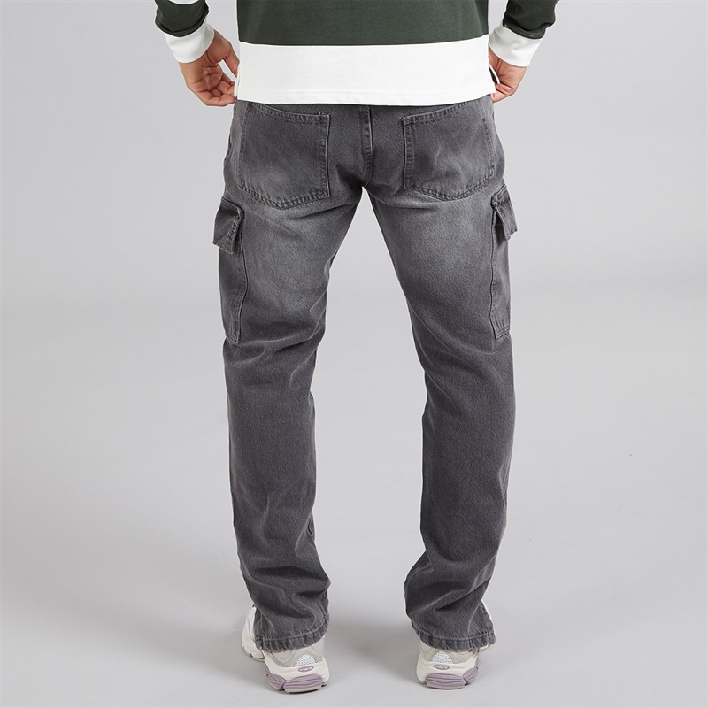 Brave Soul Mens Station Loose Fit Cargo Jeans Grey