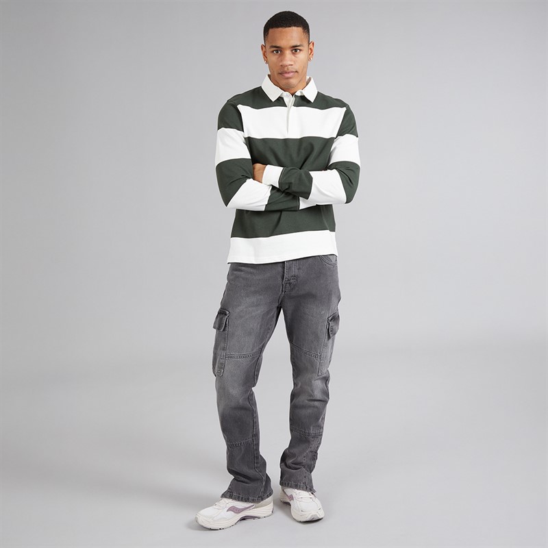 Brave Soul Mens Station Loose Fit Cargo Jeans Grey