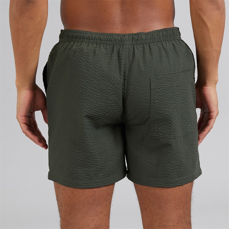 Brave Soul Mens Salou Seersucker Swim Shorts Khaki