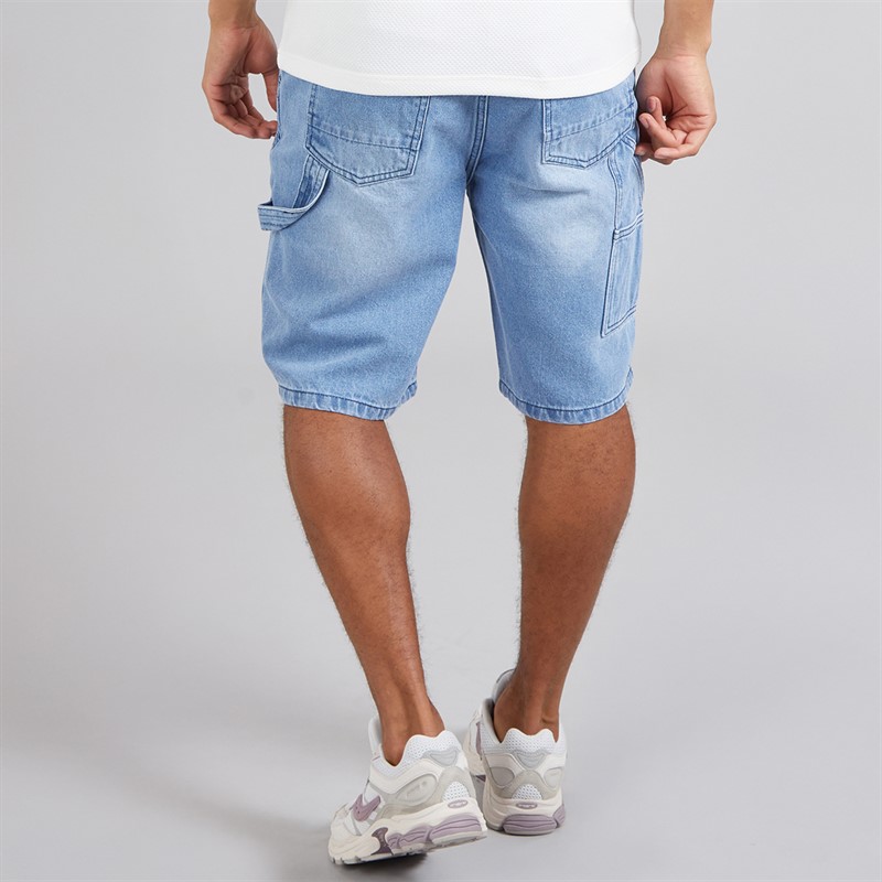 Brave Soul Mens Joiner Loose Fit Carpenter Shorts Light Blue