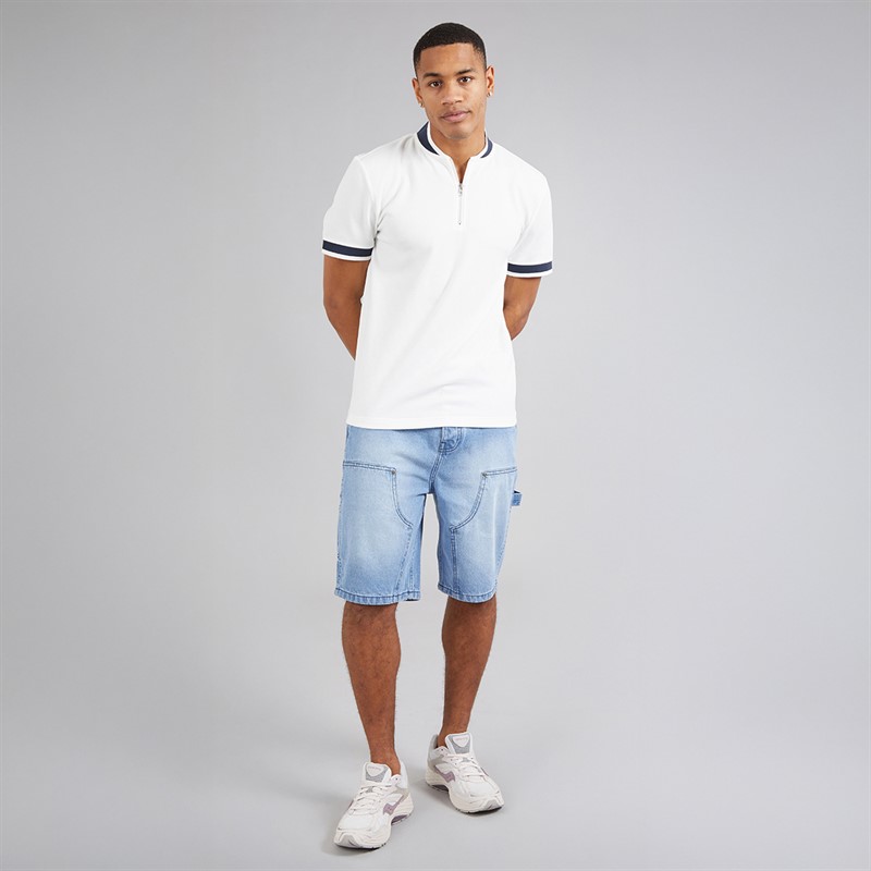 Brave Soul Mens Joiner Loose Fit Carpenter Shorts Light Blue