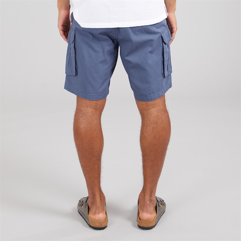 Brave Soul Mens Island Cargo Shorts Blue