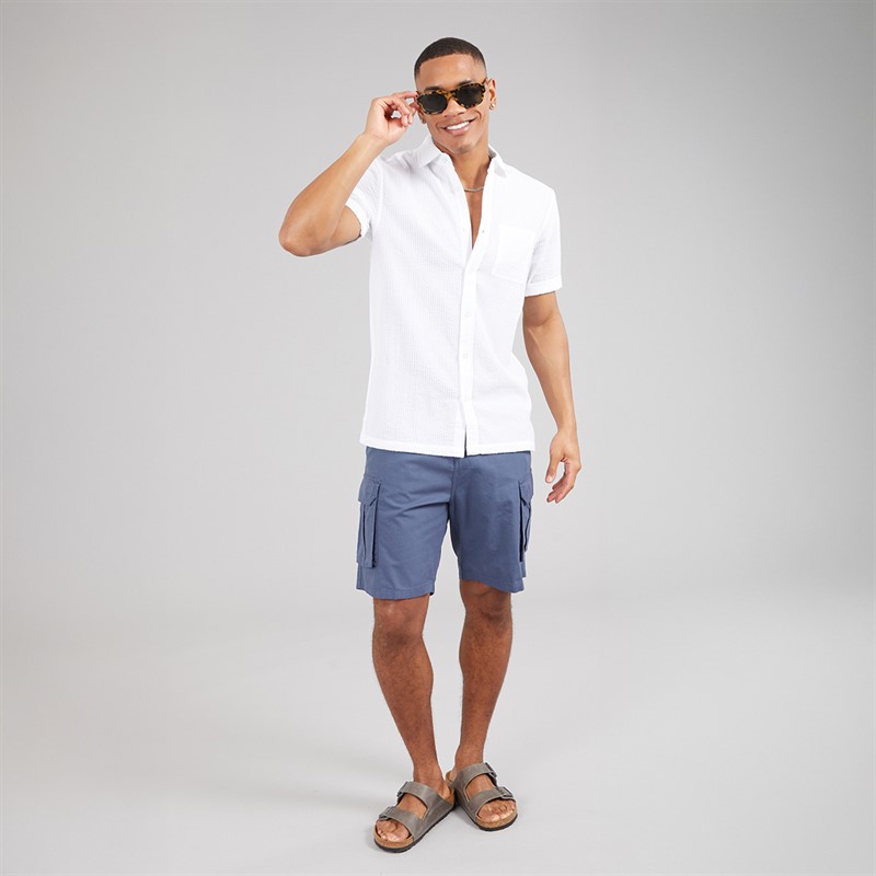 Brave Soul Mens Island Cargo Shorts Blue