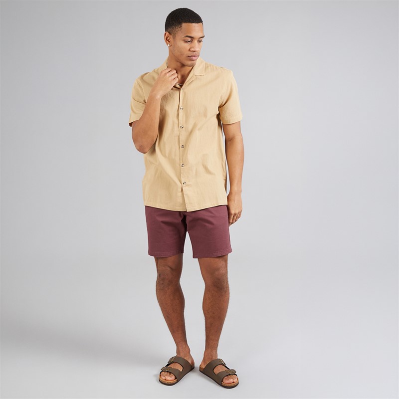 Brave Soul Mens Hansen Chino Shorts Plum
