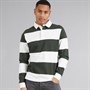 Brave Soul Mens Tolga Long Sleeve Rugby Shirt Cream/Hunter Green