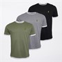 Brave Soul Mens Kobe Three Pack Contrast T-Shirts Jet Black/White/Light Grey Marl/White Washed/Sage/White Jet Black/White Lt Grey Marl/White Washed Sage/White