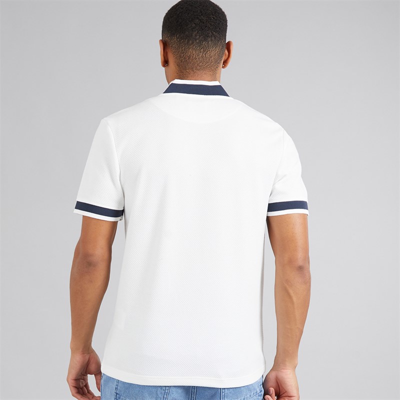 Brave Soul Mens Allsop 1/4 Zip Short Sleeve Polo Shirt Cream/Navy/Cream