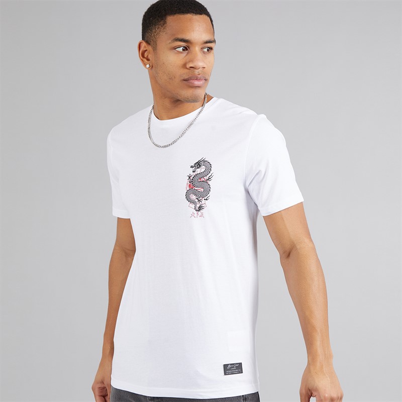 Brave Soul Mens Aichi T-Shirt Optic White/Multi Colour Print