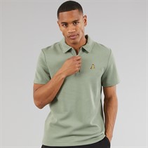 Brave Soul Mens Haynes Textured 1/4 Zip Polo Shirt Mint