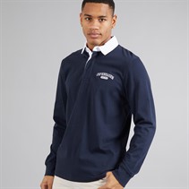 Brave Soul Mens Decoster Long Sleeve Rugby Shirt Navy/Optic White