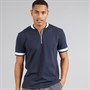Brave Soul Mens Allsop 1/4 Zip Short Sleeve Polo Shirt Navy/Cream/Navy