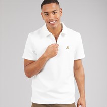 Brave Soul Mens Haynes Textured 1/4 Zip Polo Shirt Cream