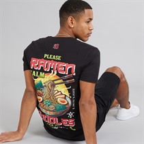 Brave Soul Mens Scran T-Shirt Jet Black/Multi Colour Print