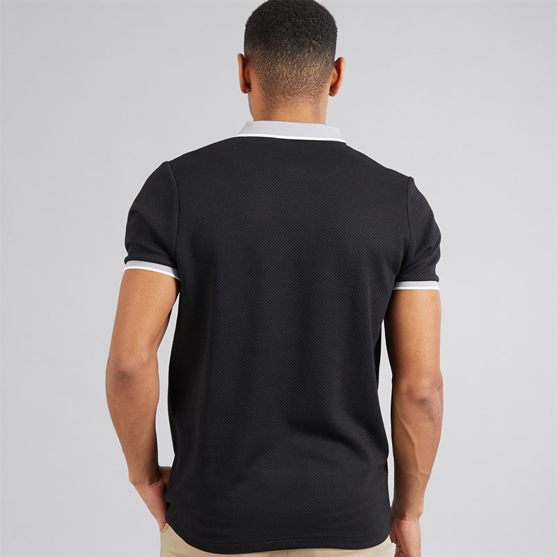 Brave Soul Mens Pythios Short Sleeve Contrast Polo Shirt Jet Black/Grey