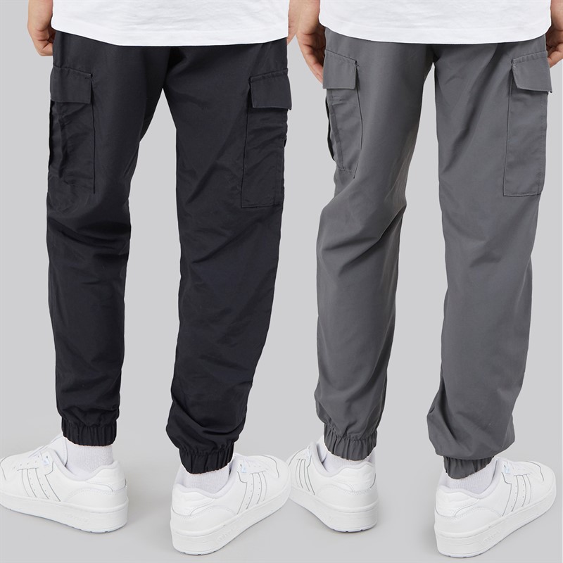 Brave Soul Boys Two Pack Taslan Cargo Trousers Navy/Grey