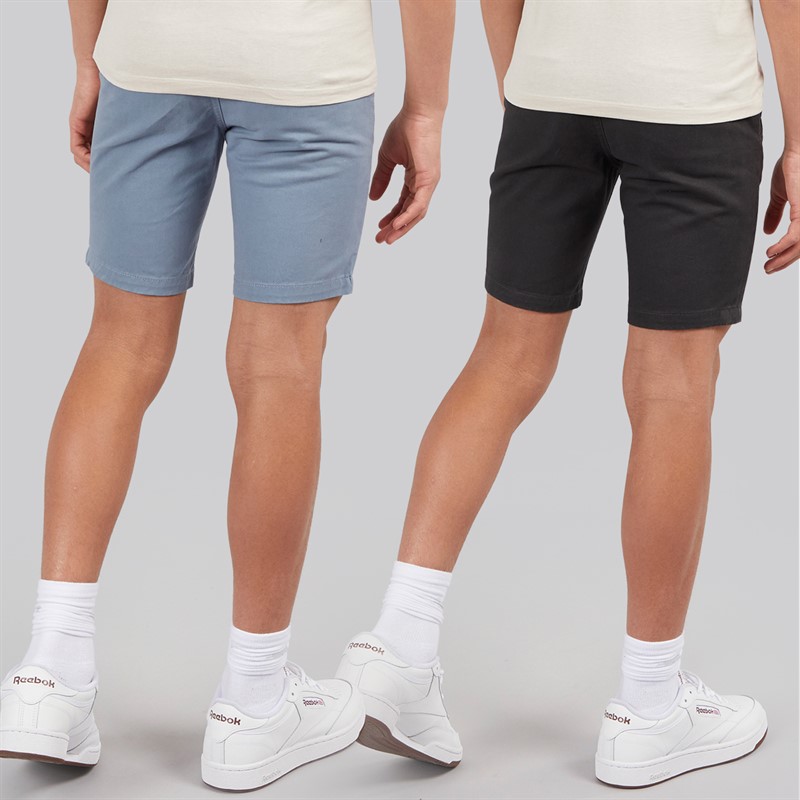Brave Soul Boys Two Pack Cotton Twill Shorts Navy/Light Blue