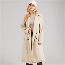 Brave Soul Womens Brandy Midi Trench Coat Stone