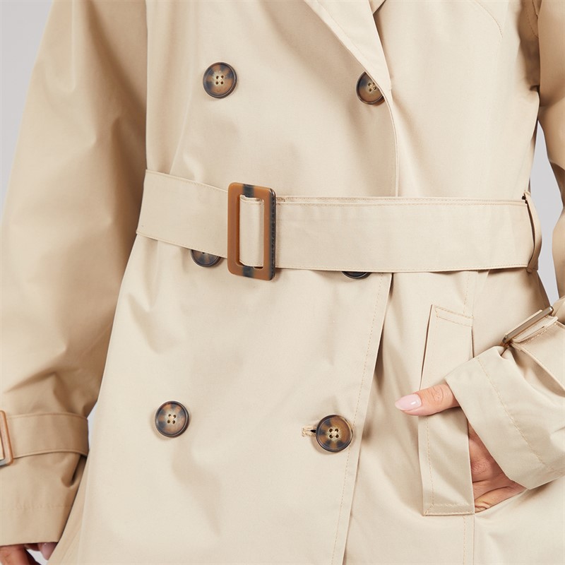 Brave Soul Womens Brandy Midi Trench Coat Stone