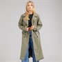 Brave Soul Womens Brandy Midi Trench Coat Khaki