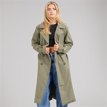 Brave Soul Womens Brandy Midi Trench Coat Khaki