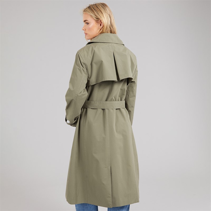 Brave Soul Womens Brandy Midi Trench Coat Khaki