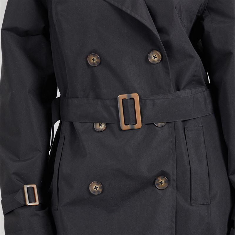 Brave Soul Womens Brandy Midi Trench Coat Black