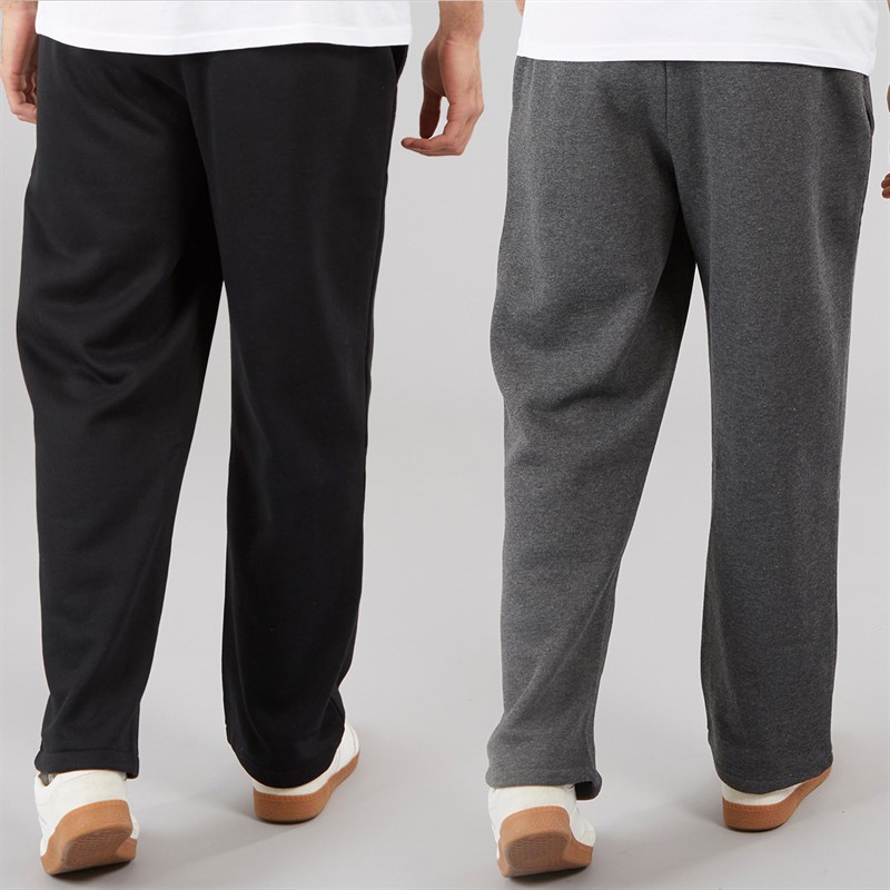 Brave Soul Mens Zeus Two Pack Open Hem Joggers Dark Charcoal/Black Dk Charcoal/Black