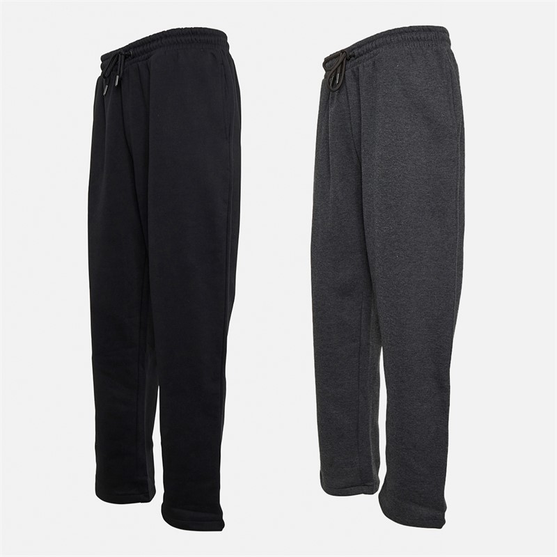 Brave Soul Mens Zeus Two Pack Open Hem Joggers Dark Charcoal/Black Dk Charcoal/Black