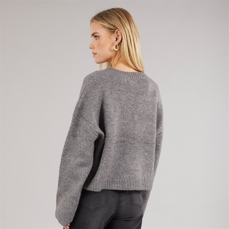 Brave Soul Womens Ribbons Cardigan Charcoal/Black