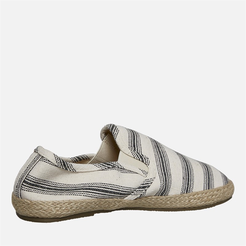 Brave Soul Mens Yacht Espadrilles Cream/Black Stripe Cream/ Black