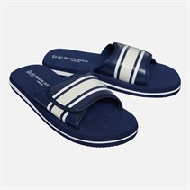 Brave Soul Mens Mateo Sliders Navy/Ecru/White