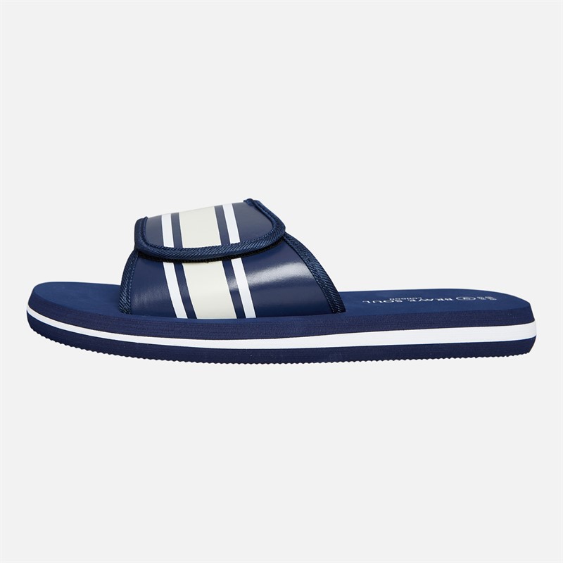 Brave Soul Mens Mateo Sliders Navy/Ecru/White