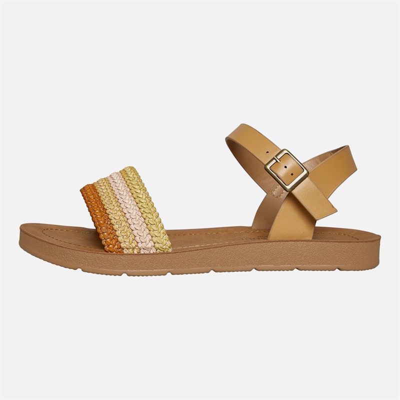 Brave Soul Womens Patti Ankle Strap Sandals Tan/Multi