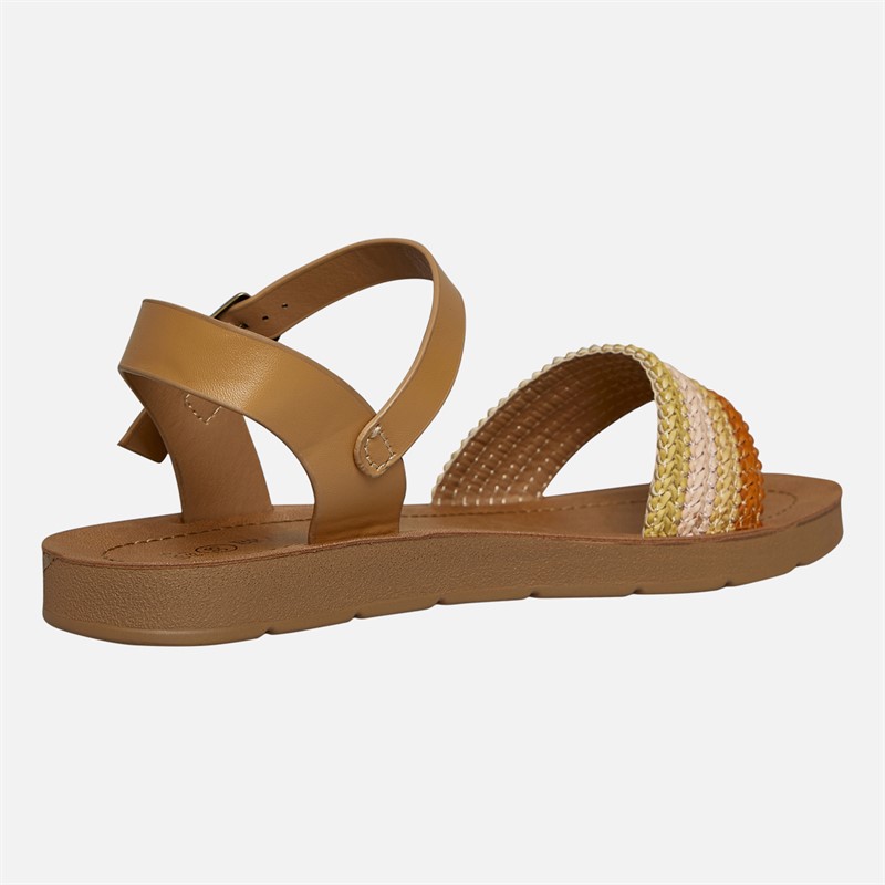 Brave Soul Womens Patti Ankle Strap Sandals Tan/Multi