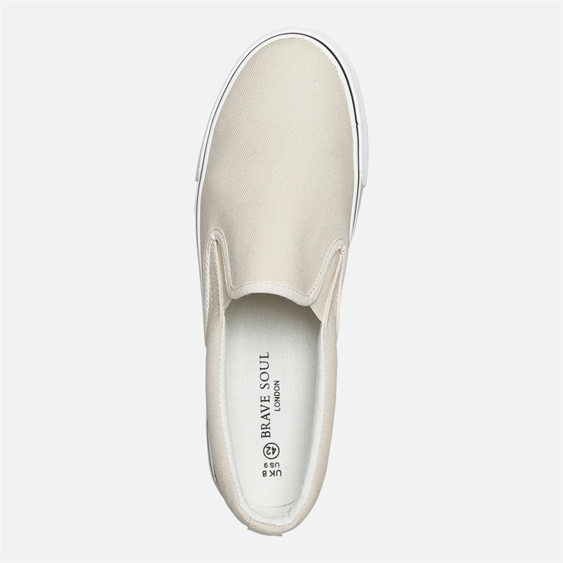 Brave Soul Mens Skate Eagle Slip On Canvas Pumps Stone