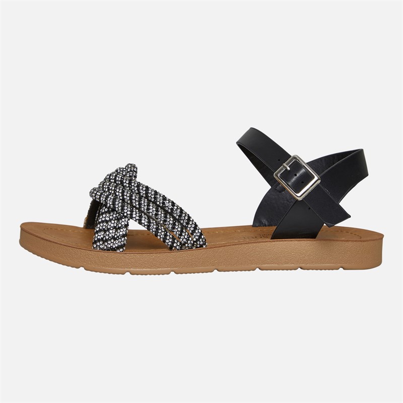 Brave Soul Womens Stevie Ankle Strap Sandals Black/White