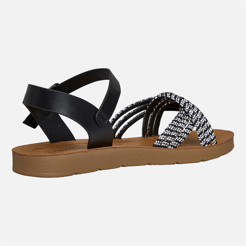 Brave Soul Womens Stevie Ankle Strap Sandals Black/White