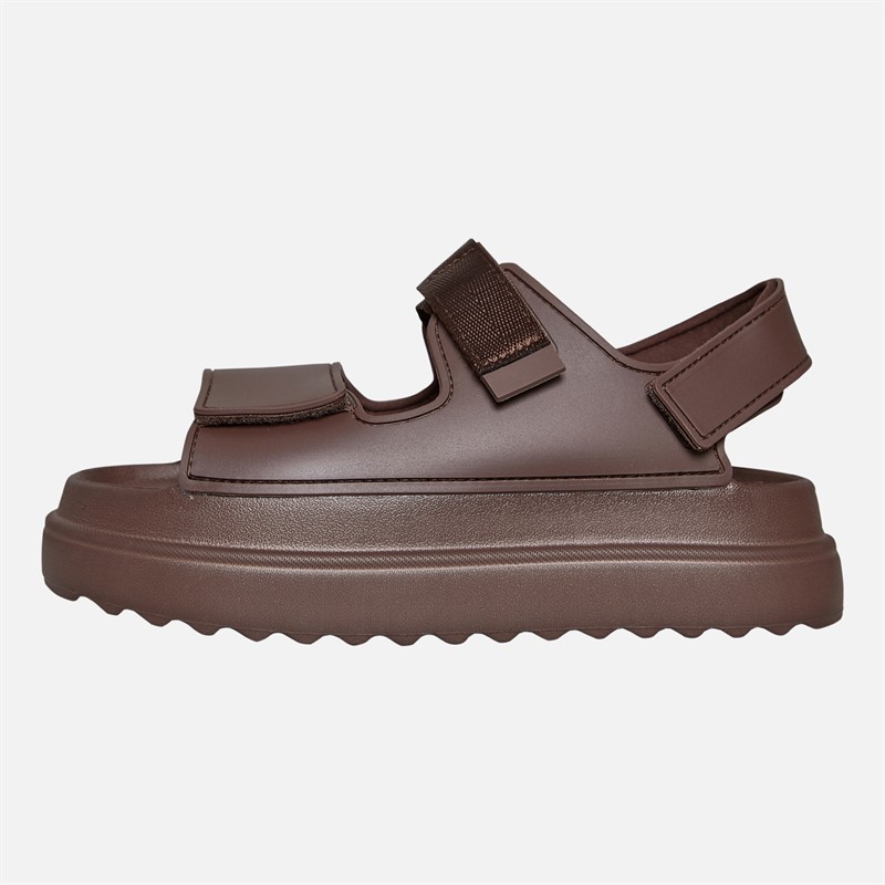 Brave Soul Womens Chunky Ankle Strap Sandals Mocha